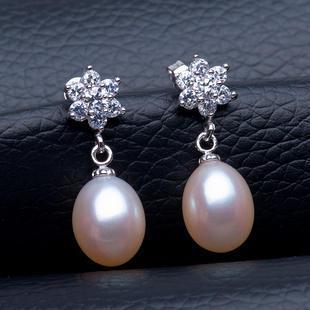 Freshwater Pearl Snowflake Sterling Silver Earrings