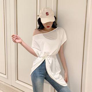 Cold-shoulder Asymmetrical Plain Dress