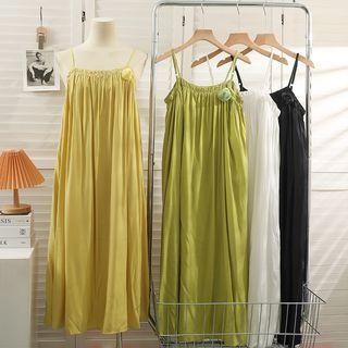 Sleeveless Rosette Loose Midi Dress