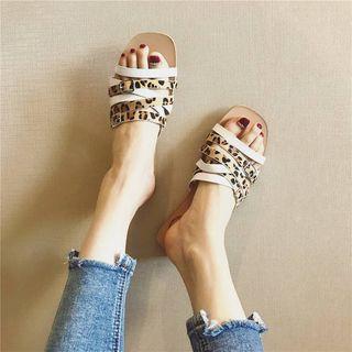 Leopard Print Slide Sandals
