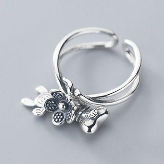 925 Sterling Silver Flower Layered Open Ring S925 Silver - Ring - One Size