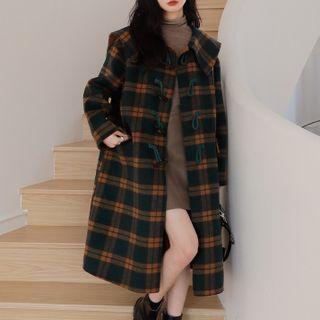 Sailor Collar Plaid Toggle Coat