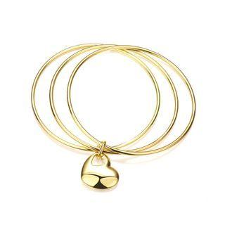 Fashion Simple Plated Gold Heart-shaped Three-layer Bangle Golden - One Size