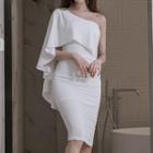 One-shoulder Sheath Cocktail Dress