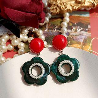 Two-tone Flower Drop Earring