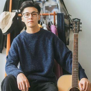 Round Neck Plain Loose-fit Sweater