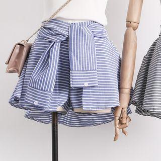 Mock Two-piece Striped Skort