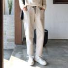 Dual-pocket Tapered Sweatpants Beige - One Size