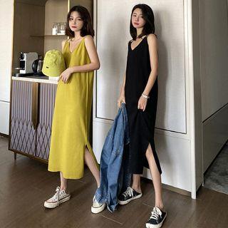 Double-strap Midi A-line Knit Dress