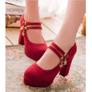 Double Strap High Heel Pumps