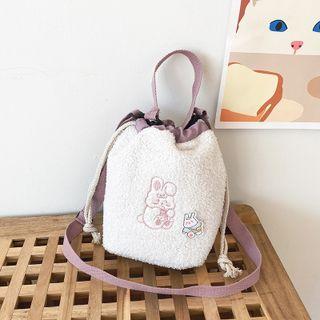 Rabbit Embroidered Fleece Crossbody Bag