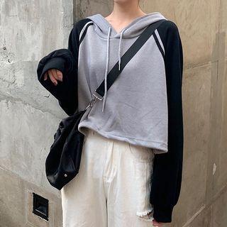 Color Block Hoodie Gray & Black - One Size