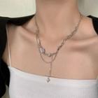 Irregular Rhinestone Faux Pearl Stainless Steel Necklace