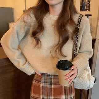 Plain Sweater / Printed Midi Fitted Skirt