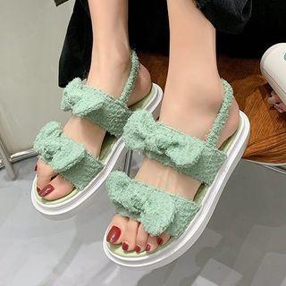 Ribbon Platform Slingback Flat Sandals