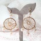 Faux Pearl Dream Catcher Dangle Earring 1 Pair - Gold - One Size