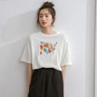 Map Print Short-sleeve T-shirt White - One Size