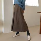 A-line Maxi Plaid Skirt Brown - One Size
