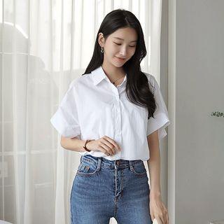 Dolman-sleeve Band-trim Shirt