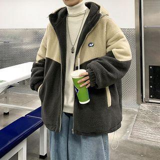 Two-tone Hooded Zip Fleece Jacket