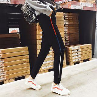 Drawstring Waist Contrast Trim Sweatpants