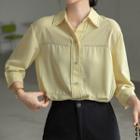 3/4-sleeve Contrast Stitching Shirt