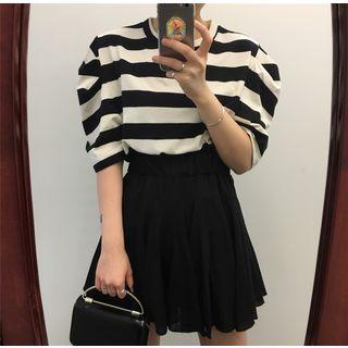Short-sleeve Striped T-shirt / Culottes