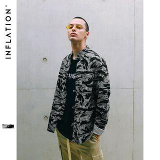 Chinese-style Frog-button Tiger-camo Shirt