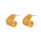 Rhinestone Layered Alloy Open Hoop Earring 01 - 1 Pair - Kc Gold - One Size