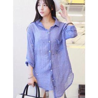 Paint-splattered Lettering Shirt