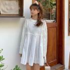 Cable Knit Panel Accordion Pleat Mini A-line Dress