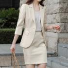 Set: 3/4-sleeve Blazer + Mini Fitted Skirt