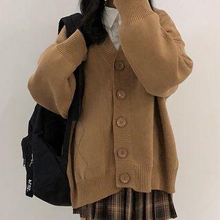 Button Cardigan Coffee - One Size