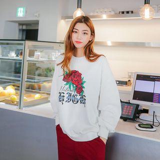 Rose Print Cotton Sweatshirt