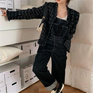 Tweed Jacket / Wide-leg Denim Jumper Pants
