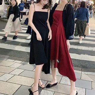 Spaghetti-strap Asymmetric Dress