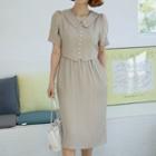 Mock Two-piece Shirtwaist Dress