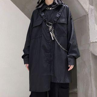 Couple Matching Long Sleeve Cargo Shirt / Shoulder Chain