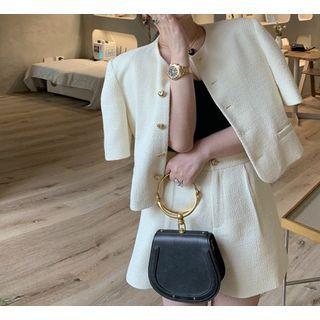 Set: Short-sleeve Button-up Jacket + Dress Shorts