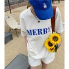 Elbow-sleeve Lettering T-shirt / Sweatshorts