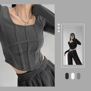 Long-sleeve Crop Corset Top