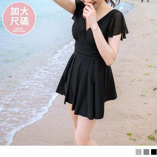 Flutter Sleeve Strappy Back Swimdress
