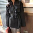 Lapel Open-front Jacket With Sash