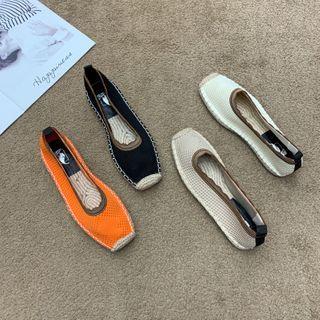 Square Toe Straw Flats