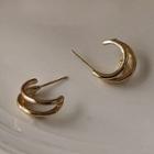 Layered Alloy Open Hoop Earring B-738 - 1 Pair - Gold - One Size