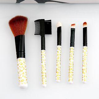 Set Of 5: Printed Makeup Brush Gold Floral - White - One Size