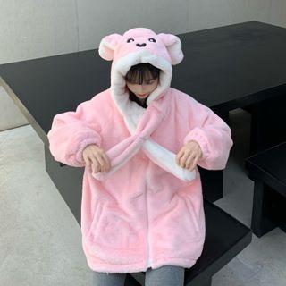 Cartoon Fluffy Zip-up Hoodie