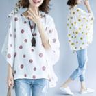 Dotted Print 3/4-sleeve T Shirt