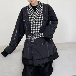 Houndstooth Panel Stitch Asymmetric Jacket