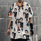 Face Print Elbow-sleeve Shirt